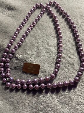 Purple Simulated Pearl Necklace -m